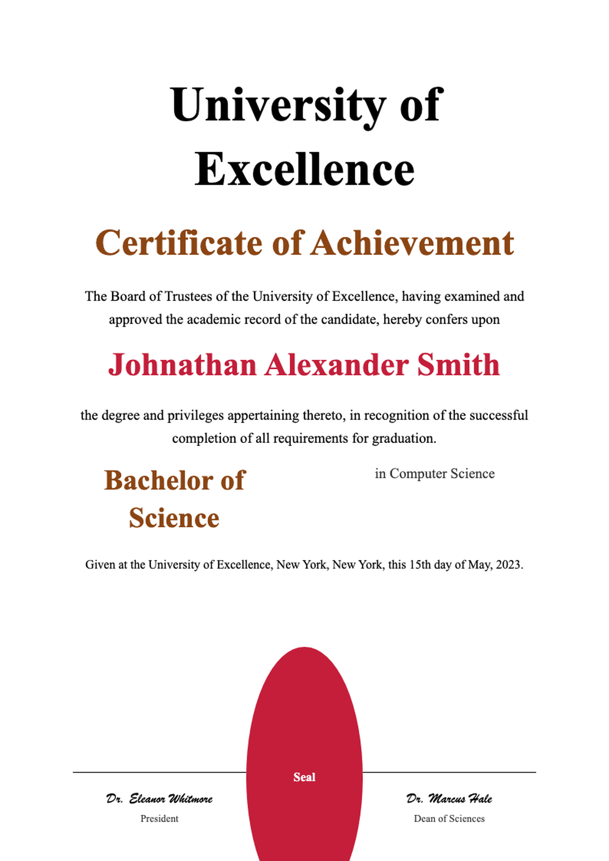 Formal university certificate in engineering entrepreneurship with signatures and seal_variant_2